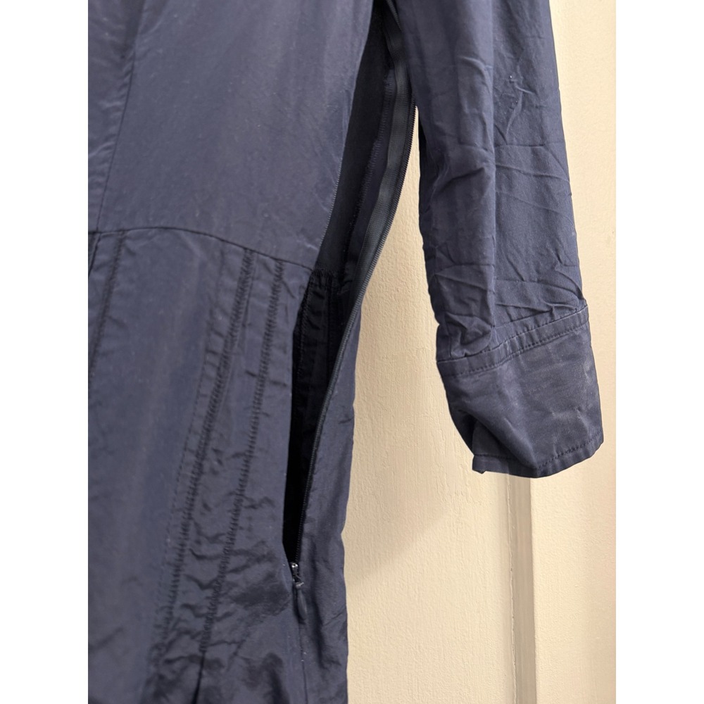 Per Se Womens Navy Blue Silk Cotton Pleated Button Front Midi Dress Size 8 - Picture 4 of 5